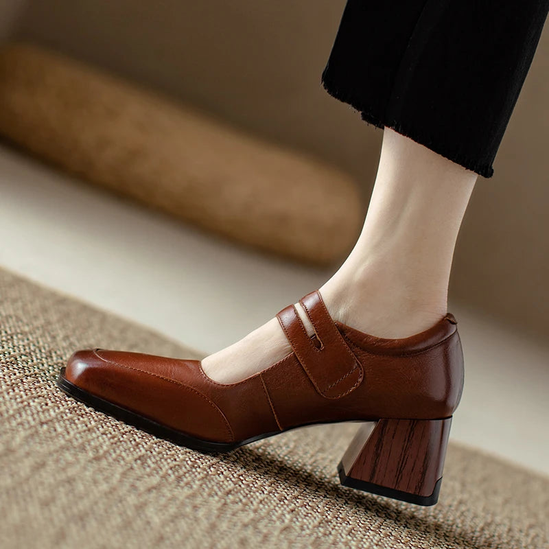Retro Genuine Leather Pumps