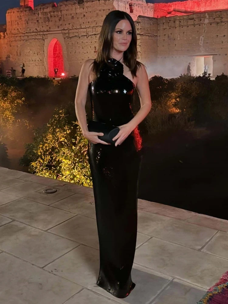 Sequins Ruffles Long Dress