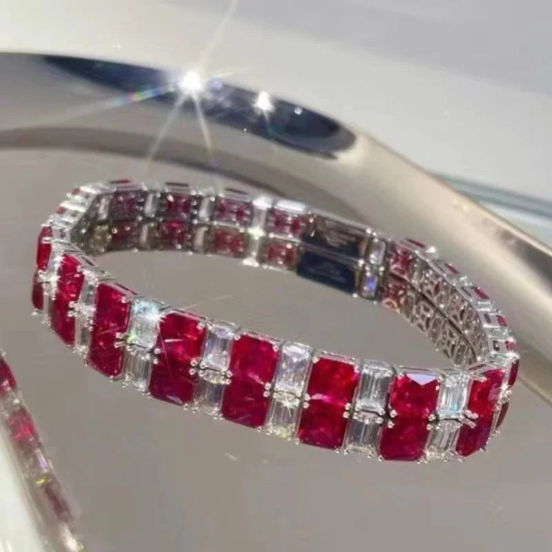 925 Sterling Silver Lab Ruby Sapphire Bracelets