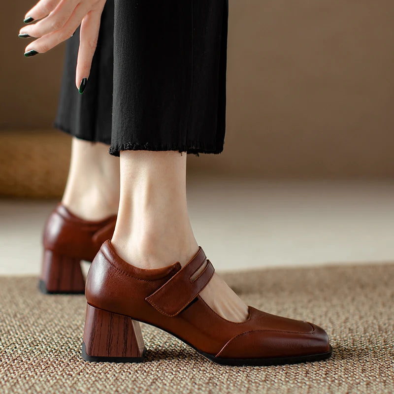 Retro Genuine Leather Pumps