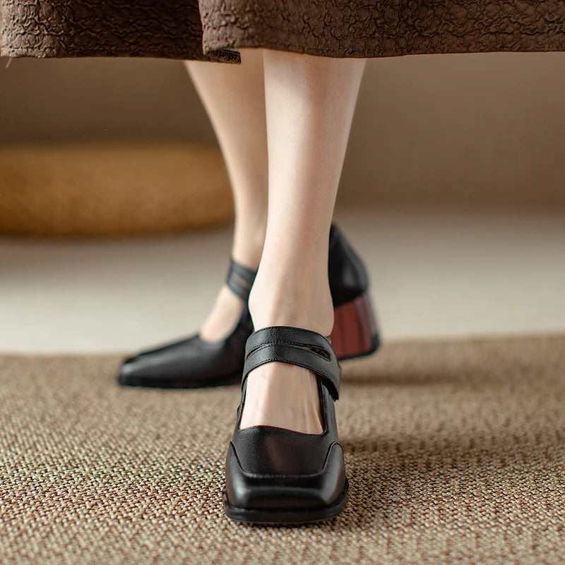 Retro Genuine Leather Pumps