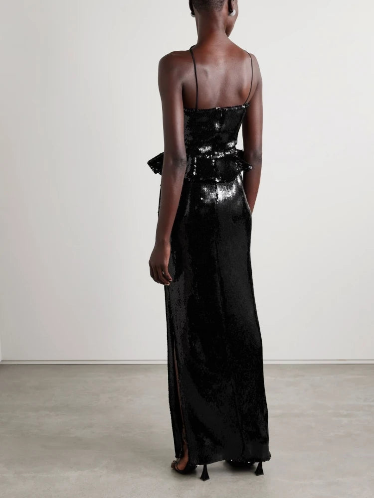 Sequins Ruffles Long Dress