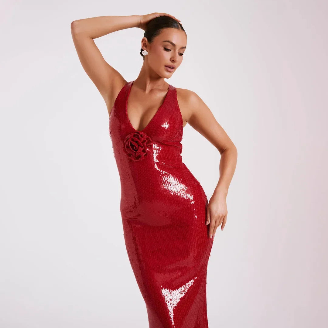 Open-back Sequin Dress