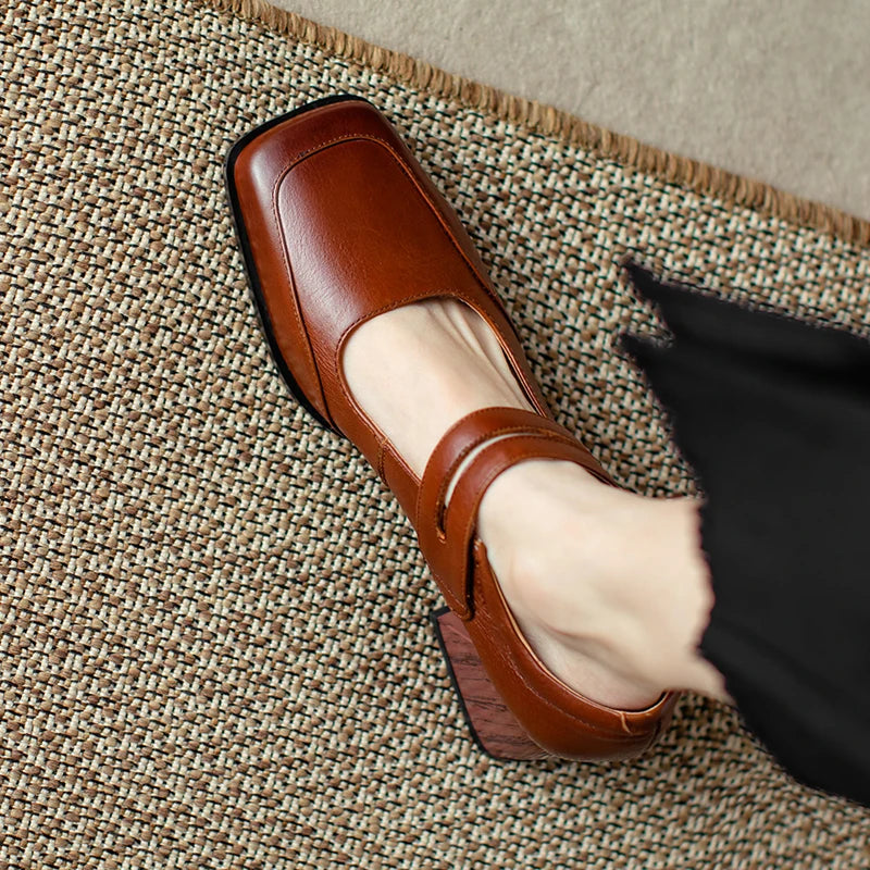 Retro Genuine Leather Pumps