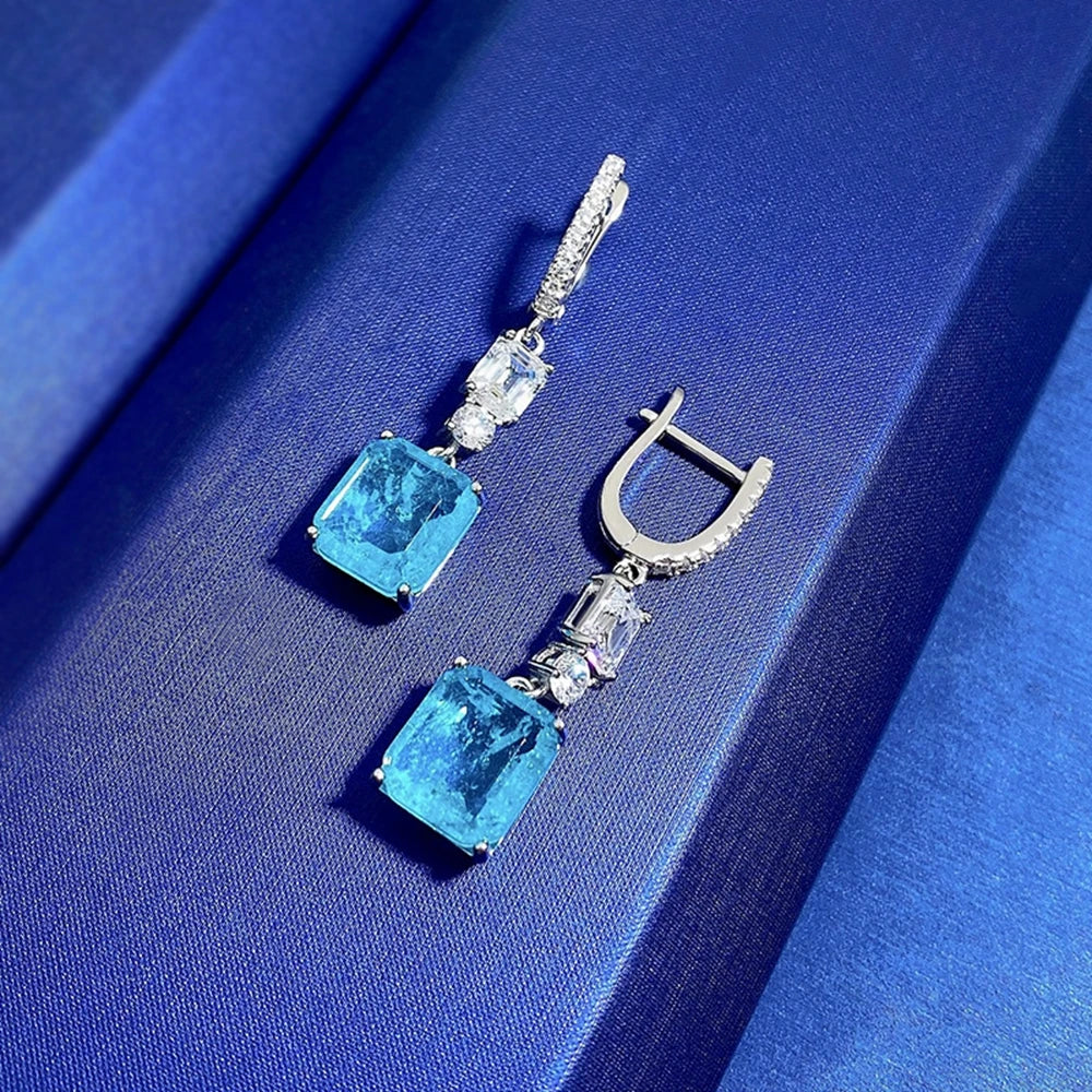 925 Sterling Silver 10*11MM Emerald Tourmaline Gemstone Earrings