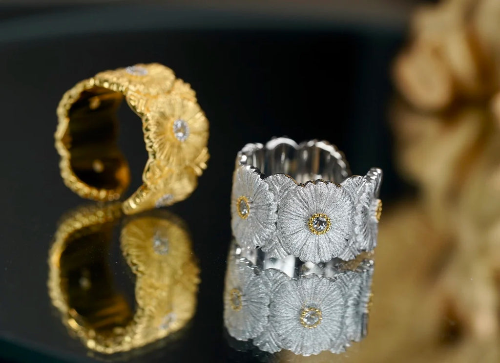 925 Sterling Silver Open Daisy Rings 18K Gold Plated