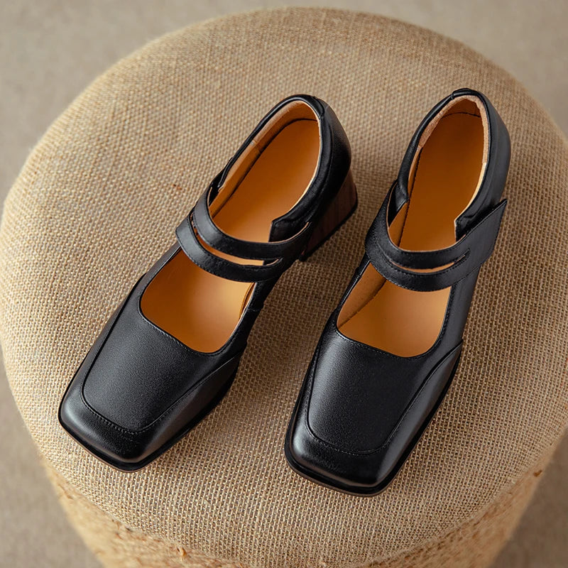 Retro Genuine Leather Pumps