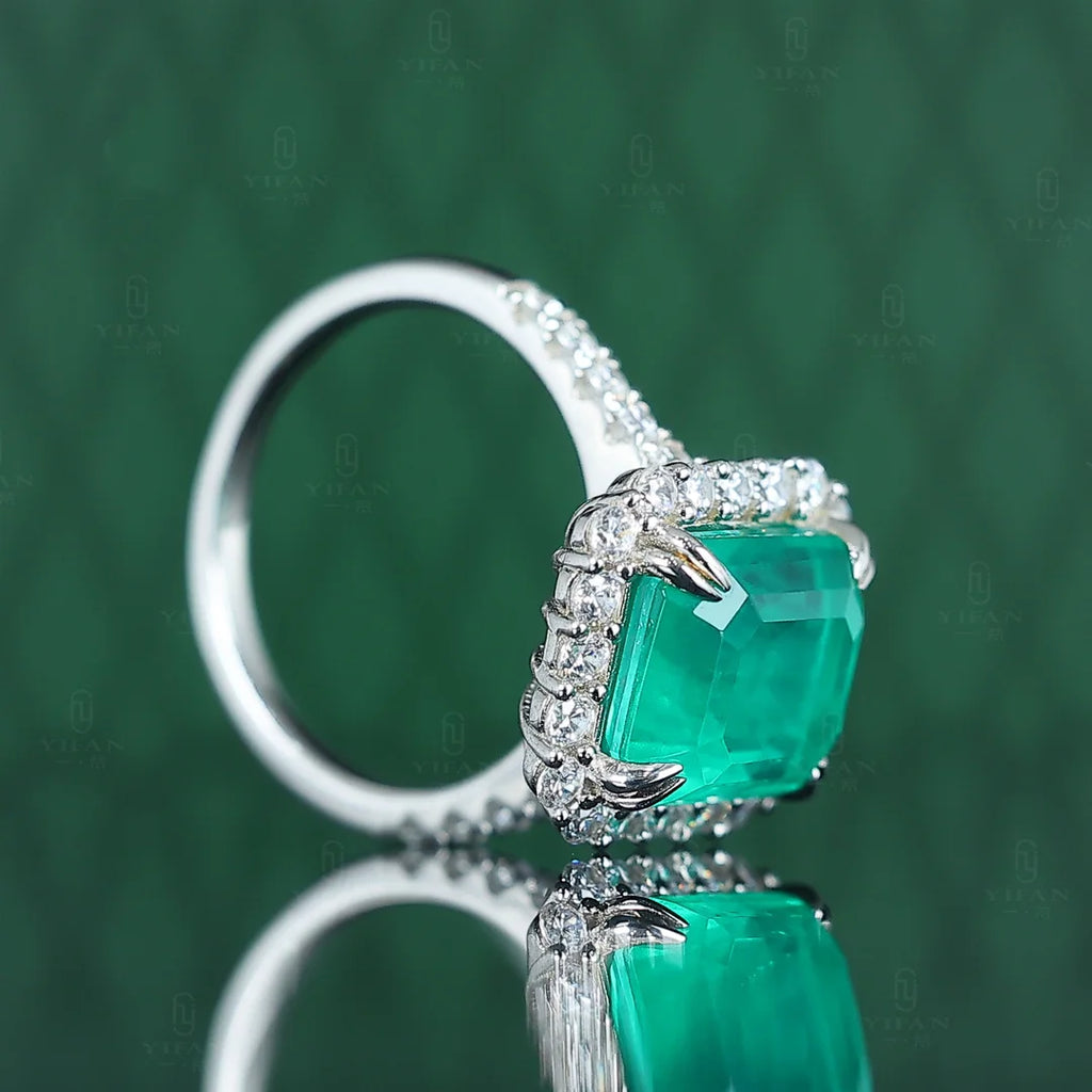 925 Sterling Silver lab emerald Ring