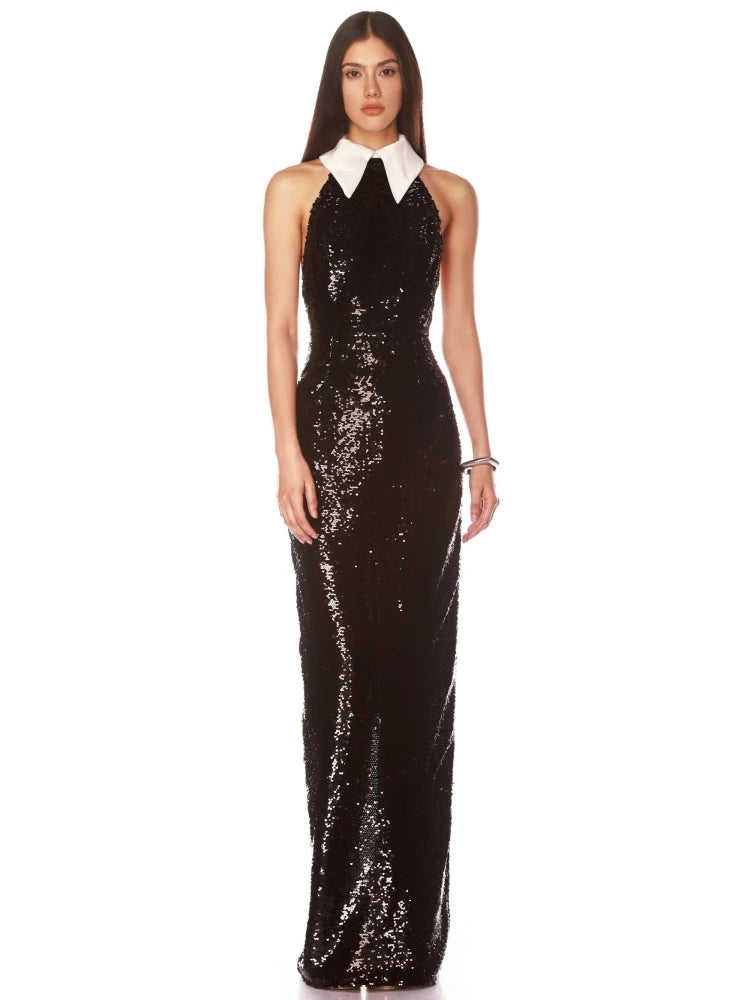 Halter Neck Sequin Long Dress