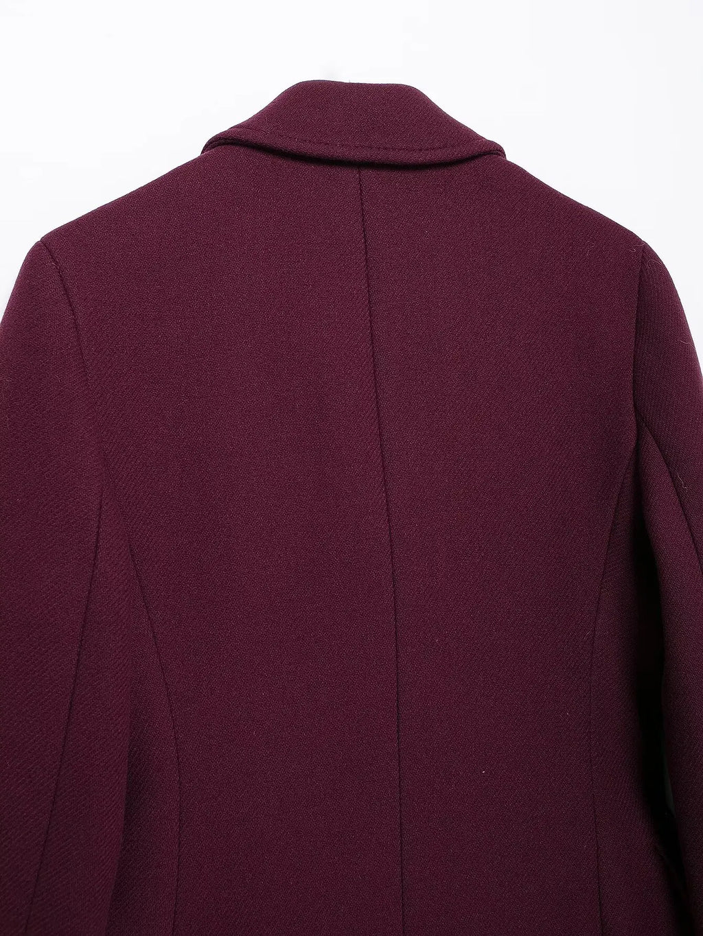 Burgundy Wool Coat Double Breasted