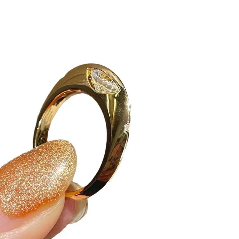 925 Sterling Silver 18K Gold Ring Single Gemstone