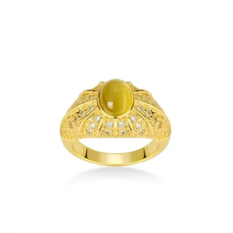 High Carbon Ring 18K Gold Plated Ring - Base metal 925 Silver