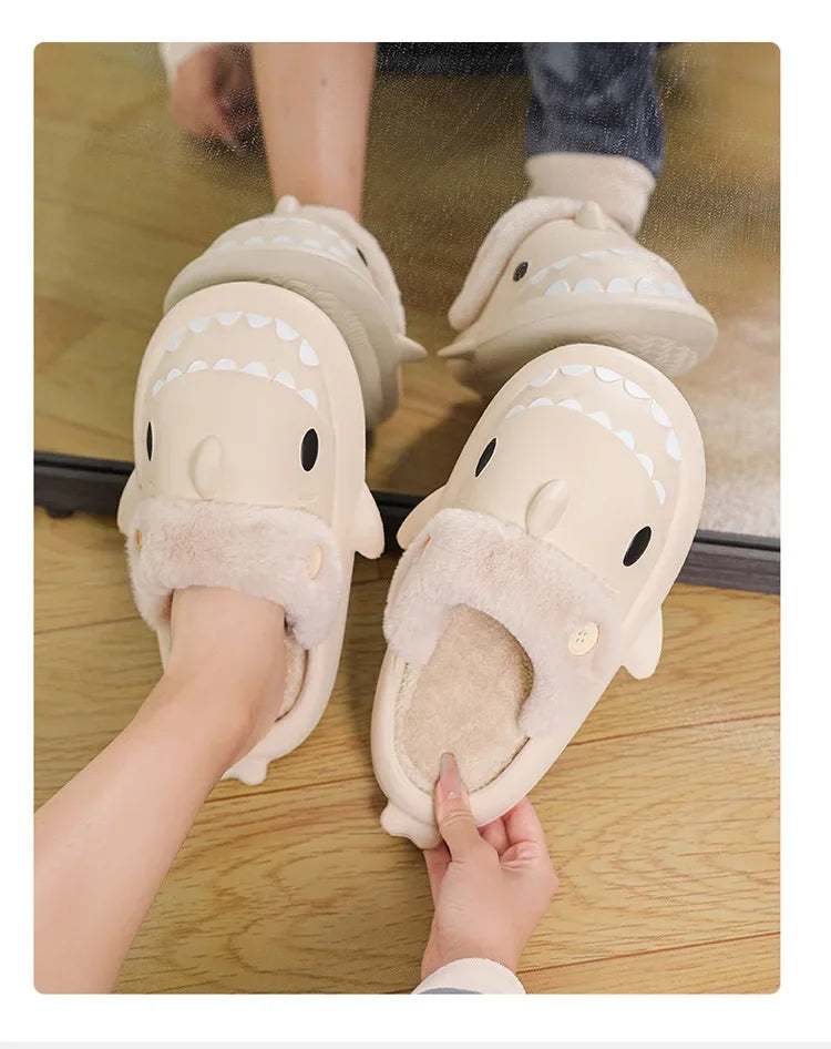 Winter Adult Indoor Shark Slippers (something childish)