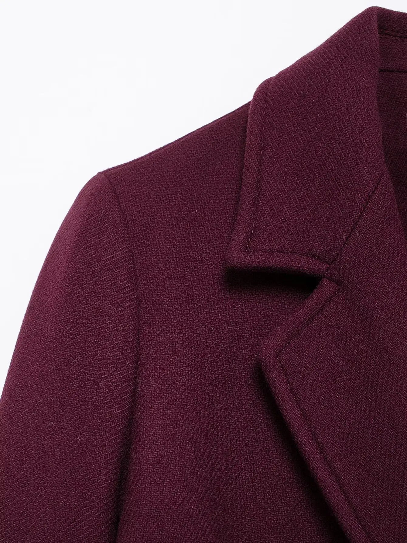 Burgundy Wool Coat Double Breasted