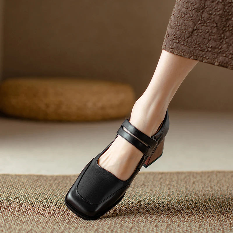 Retro Genuine Leather Pumps