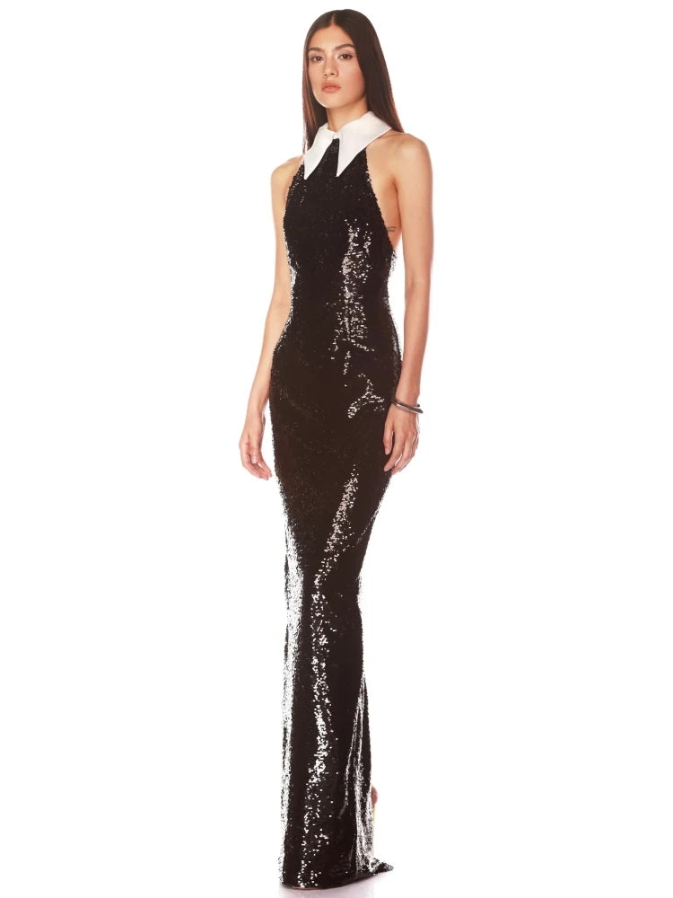 Halter Neck Sequin Long Dress
