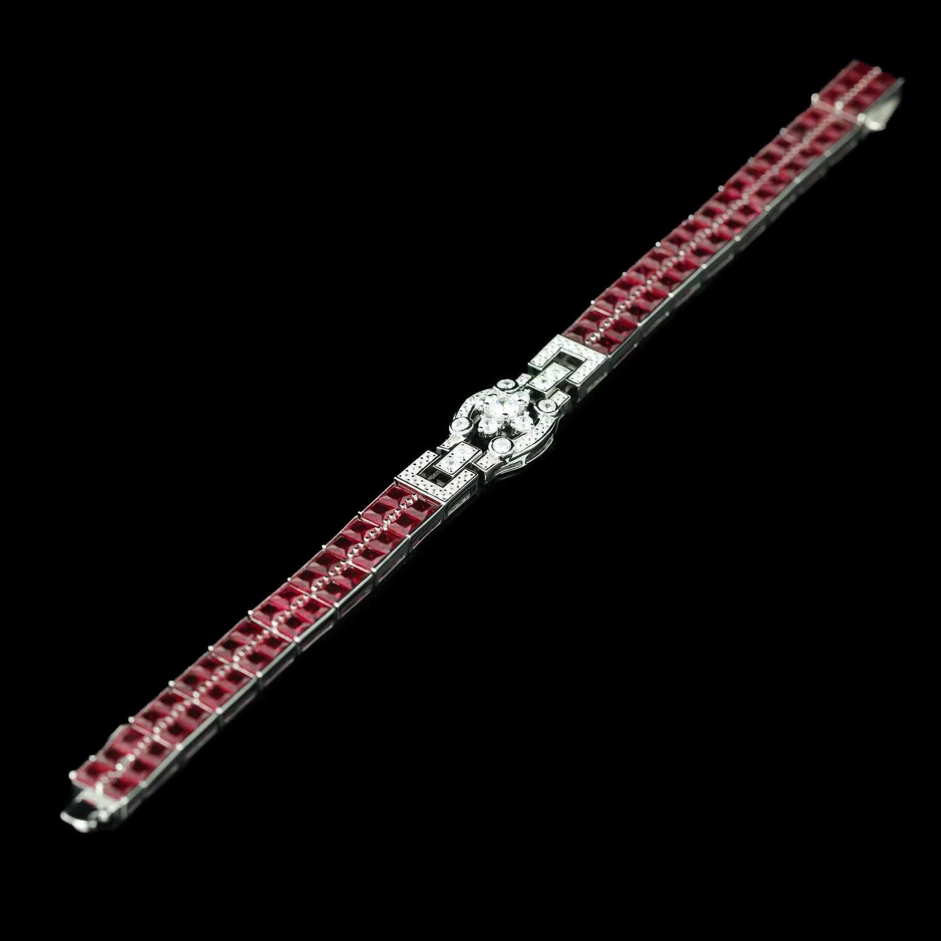 925 Sterling Silver Lab Sapphire Ruby High Carbon Diamonds Gemstone Bracelet
