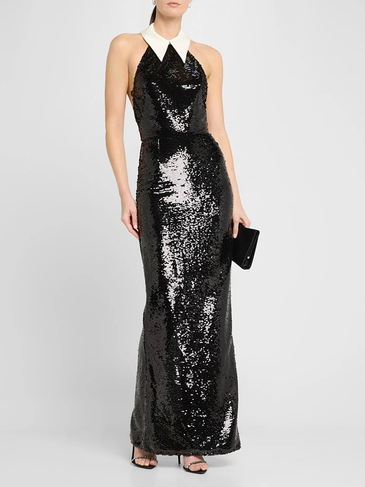 Halter Neck Sequin Long Dress