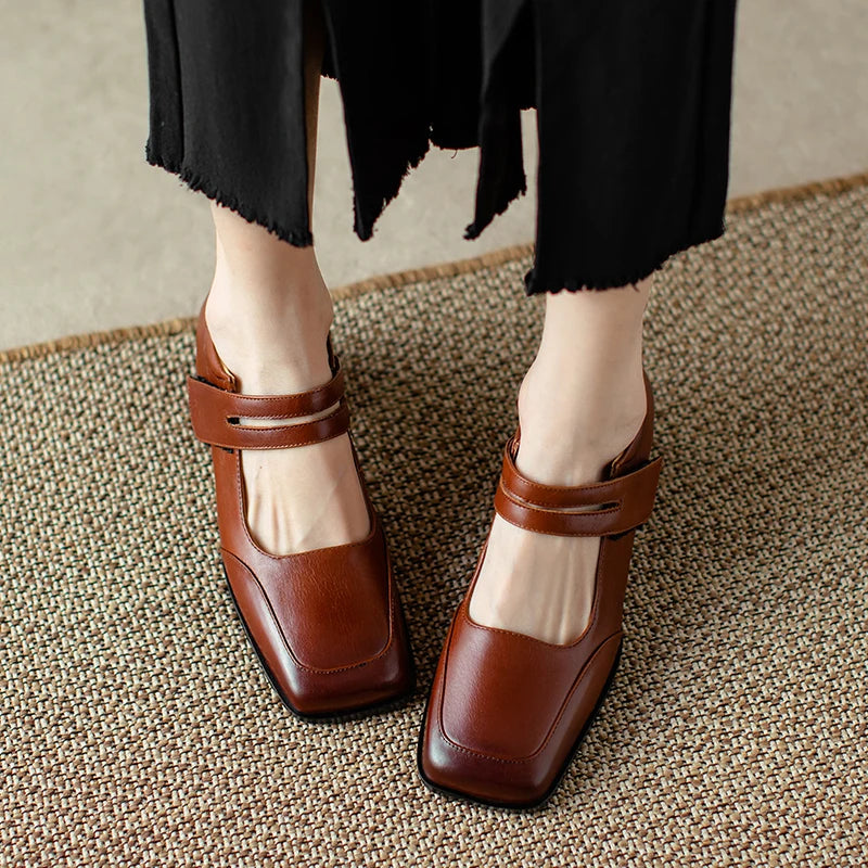 Retro Genuine Leather Pumps