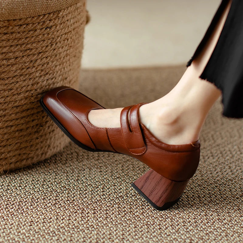 Retro Genuine Leather Pumps