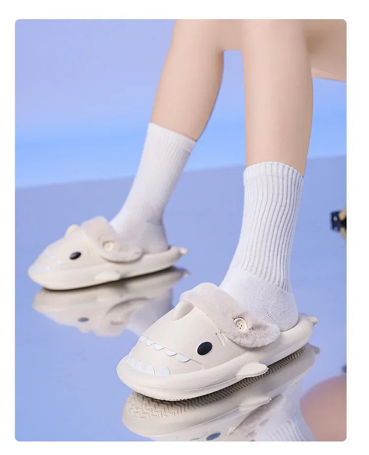 Winter Adult Indoor Shark Slippers (something childish)