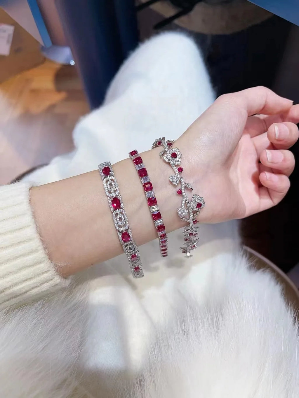 925 Sterling Silver Lab Ruby Sapphire Bracelets