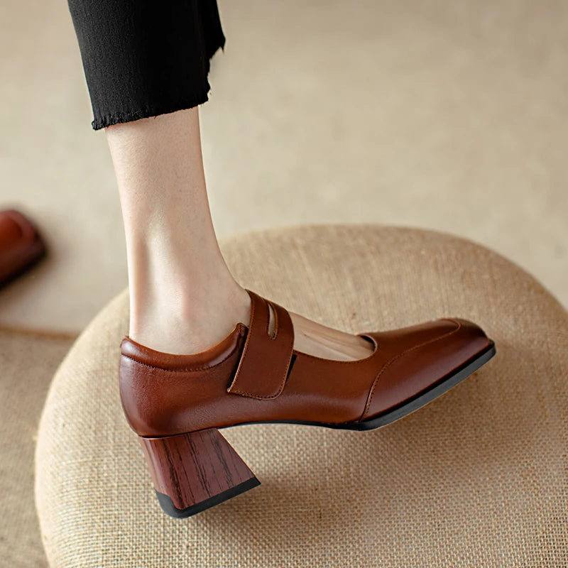 Retro Genuine Leather Pumps
