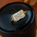 Vinregem 7*11 MM 4CT Crushed Ice Cut Lab Created Sapphire Gemstone 18K Gold Plated 925 Sterling Silver Women Rings Fine Jewelry