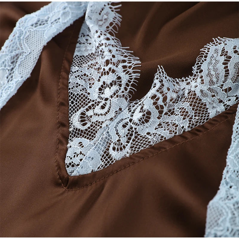 Elegant Lace Patchwork Vest Skirt Set