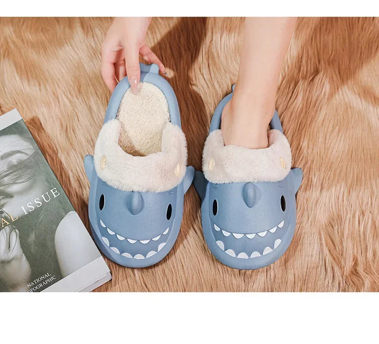Winter Adult Indoor Shark Slippers (something childish)