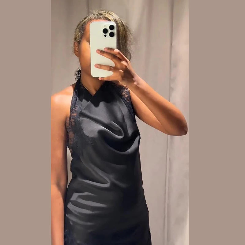 Elegant Lace Patchwork Vest Skirt Set