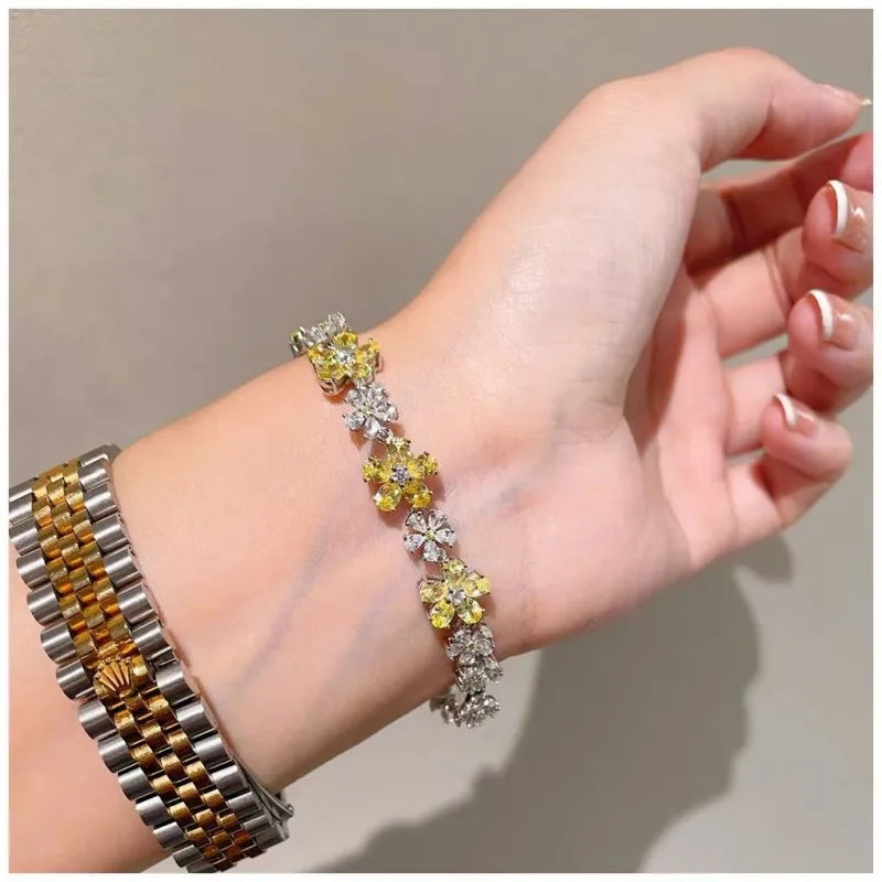 Lab Created Yellow Diamond Bracelet on 925 Sterling Silver