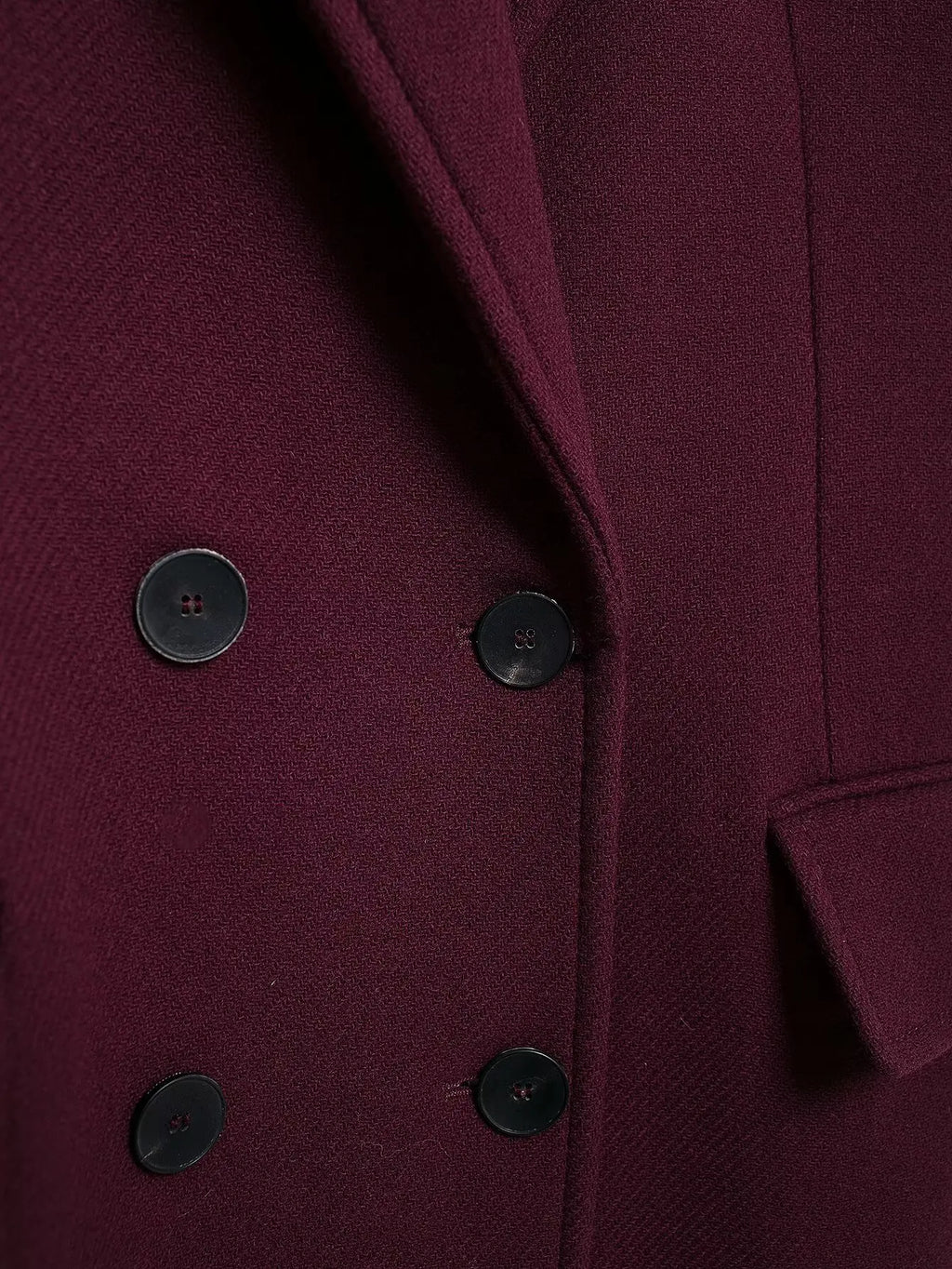 Burgundy Wool Coat Double Breasted