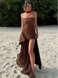 Elegant Mesh High Slit Dress
