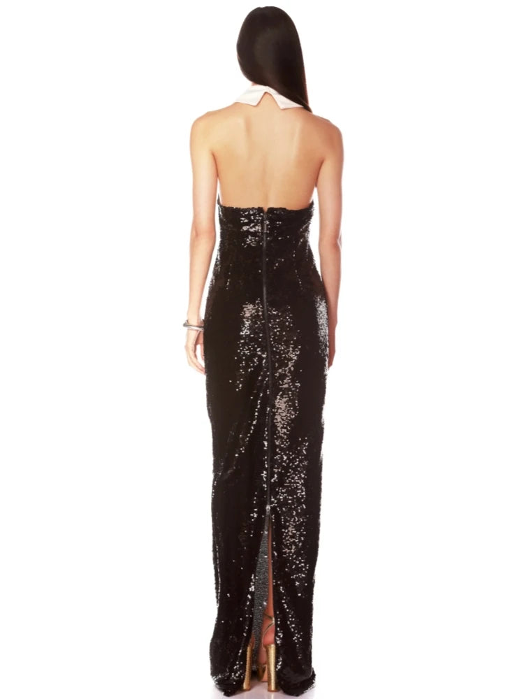 Halter Neck Sequin Long Dress