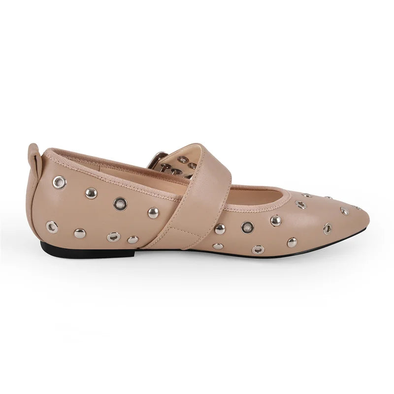 Flats Mary Jane Studded Shoes