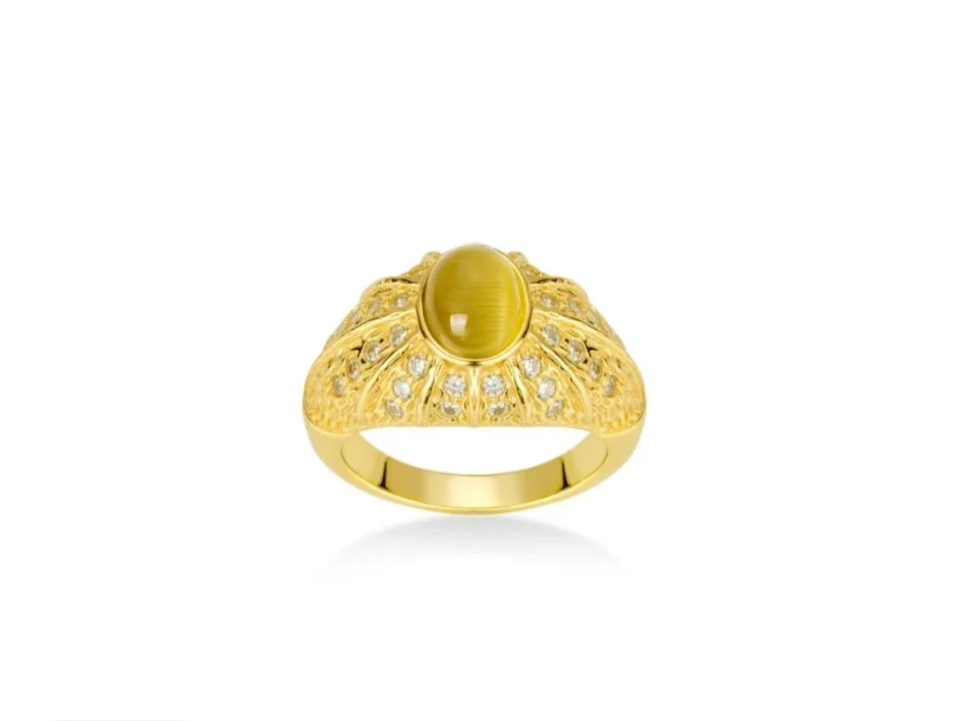 High Carbon Ring 18K Gold Plated Ring - Base metal 925 Silver