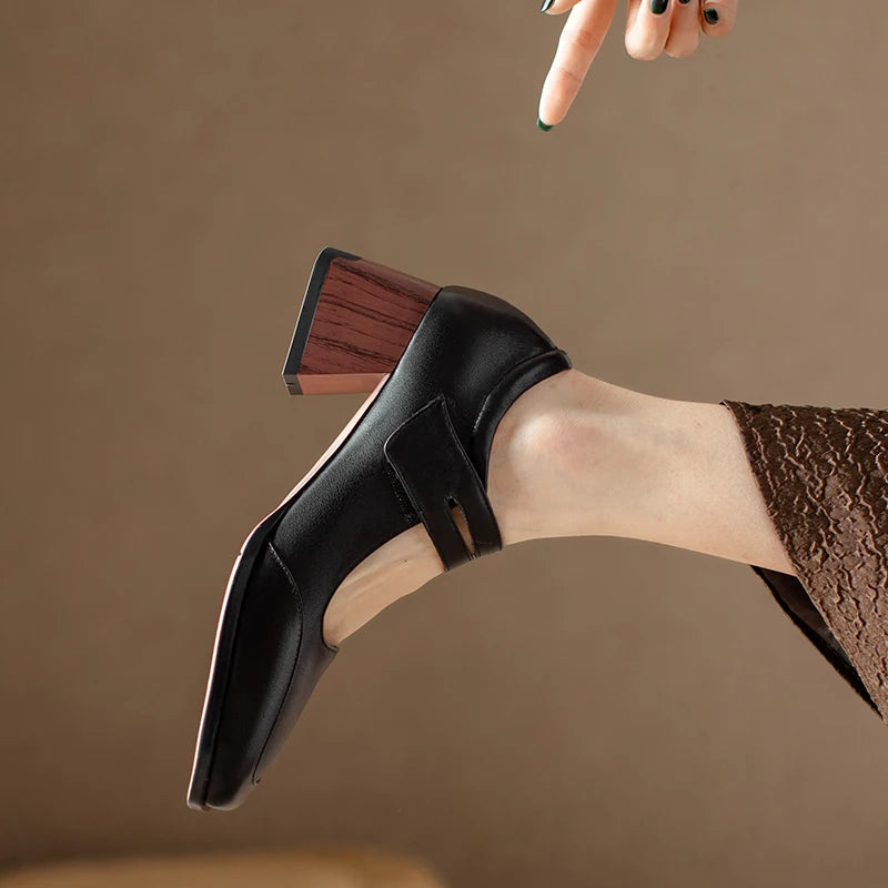Retro Genuine Leather Pumps