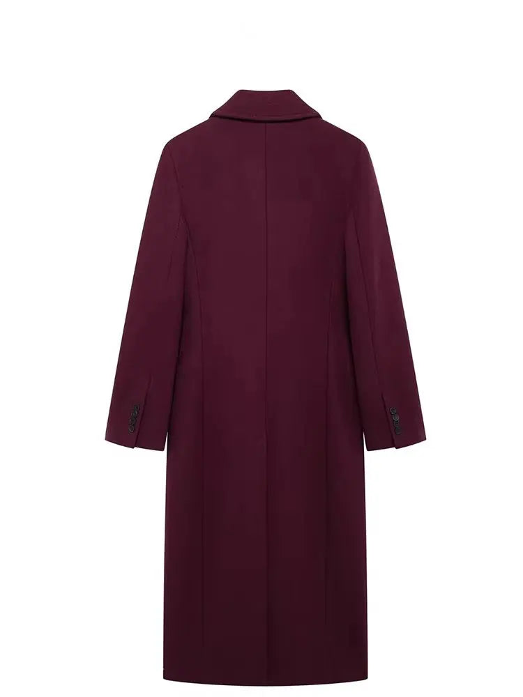 Burgundy Wool Coat Double Breasted