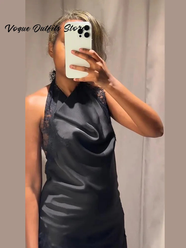 Elegant Lace Patchwork Vest Skirt Set