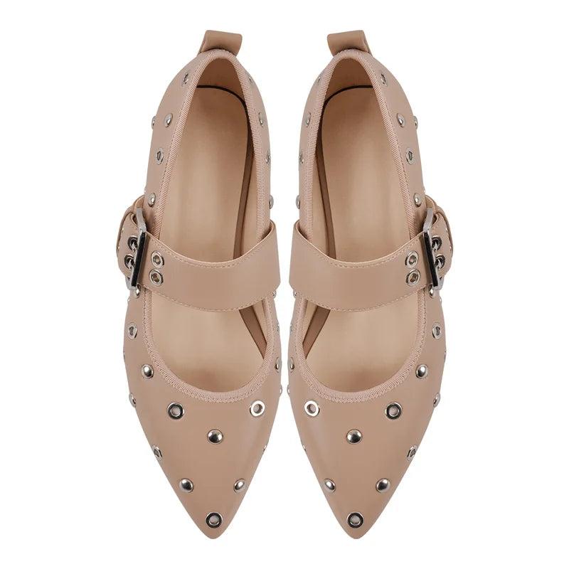 Flats Mary Jane Studded Shoes