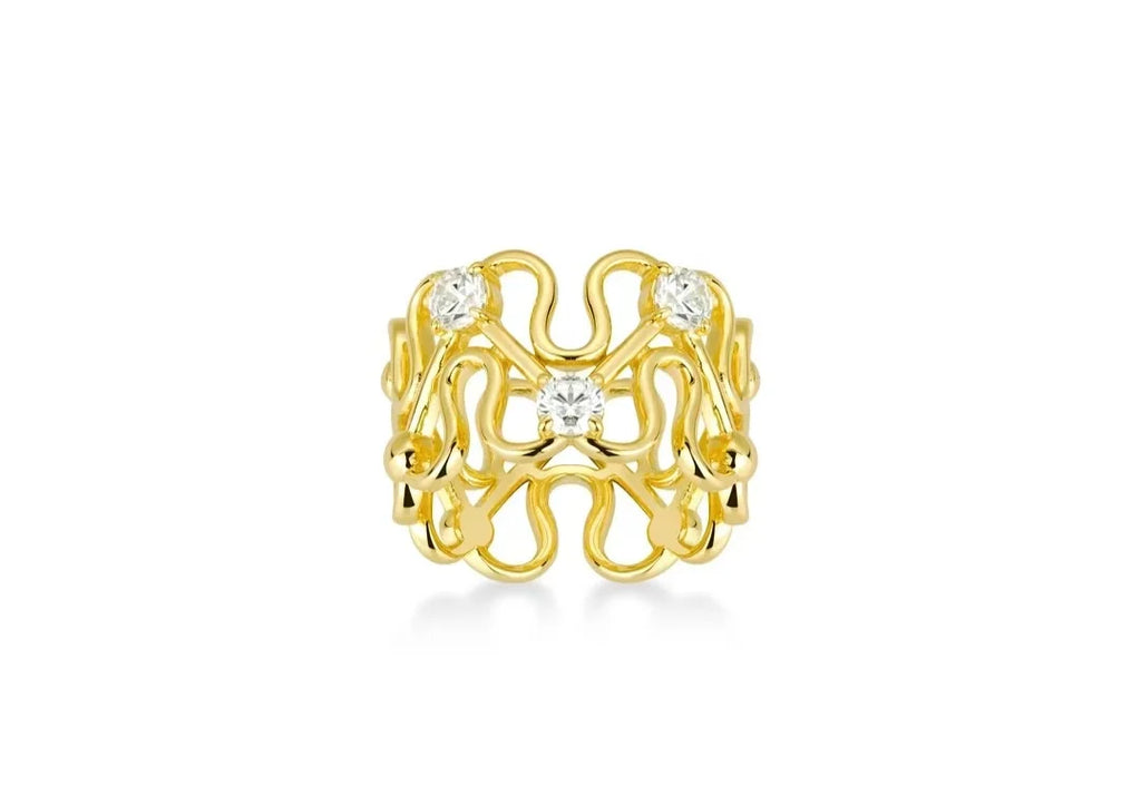 High Carbon Ring 18K Gold Plated Ring - Base metal 925 Silver