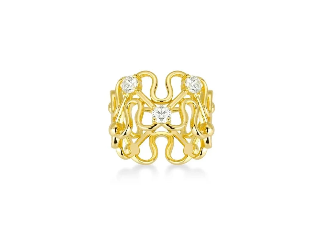 High Carbon Ring 18K Gold Plated Ring - Base metal 925 Silver