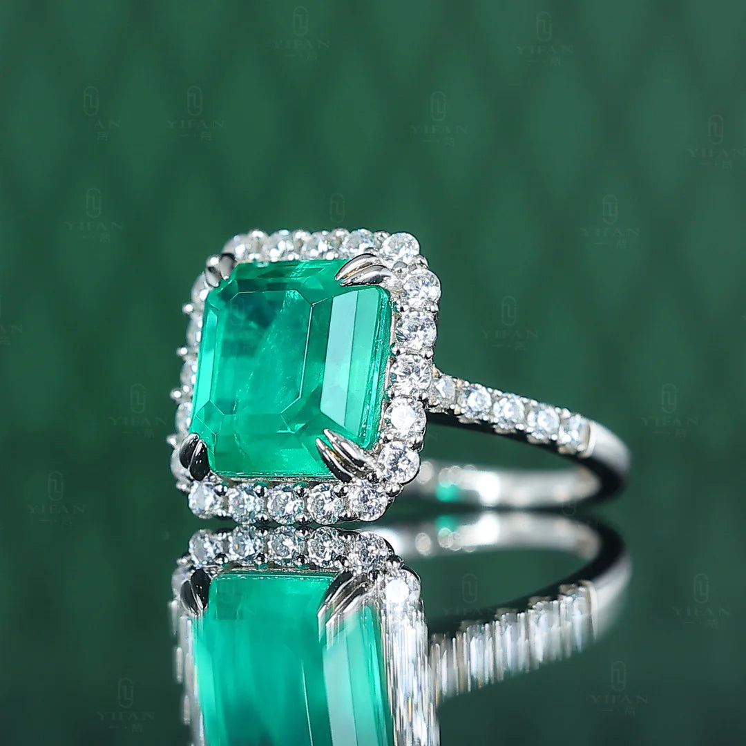 925 Sterling Silver lab emerald Ring