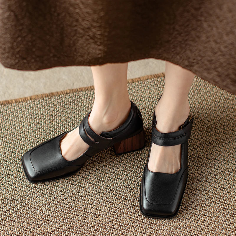 Retro Genuine Leather Pumps