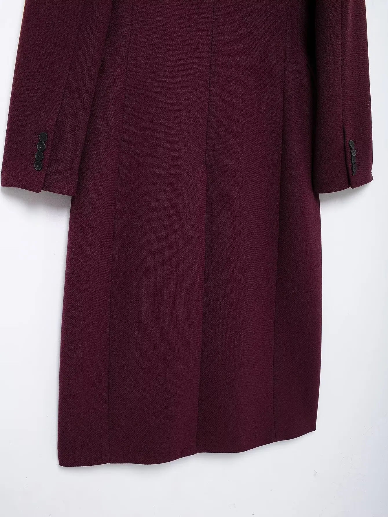 Burgundy Wool Coat Double Breasted