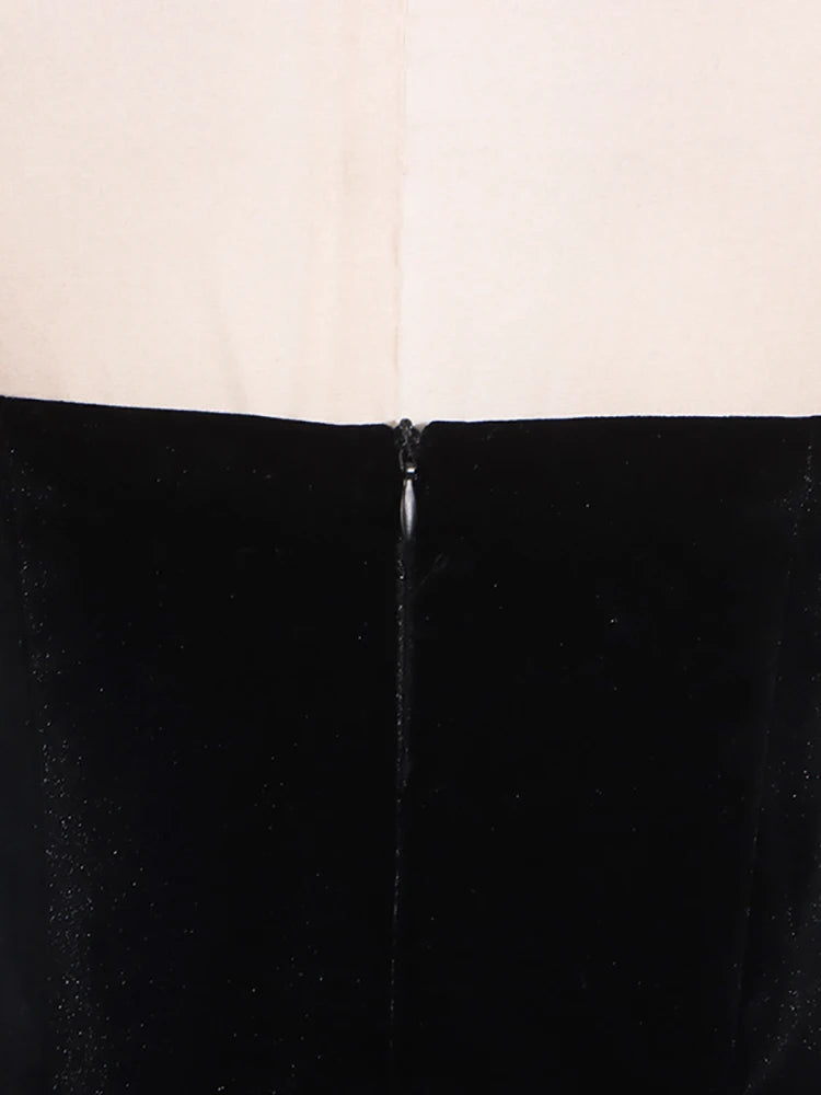 Strapless Bow Patchwork Dress