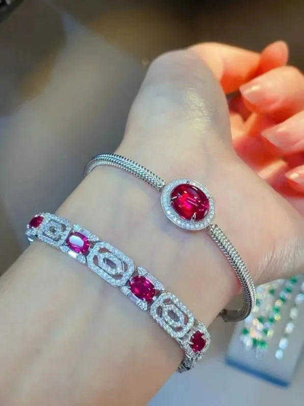 925 Sterling Silver Lab Ruby Sapphire Bracelets