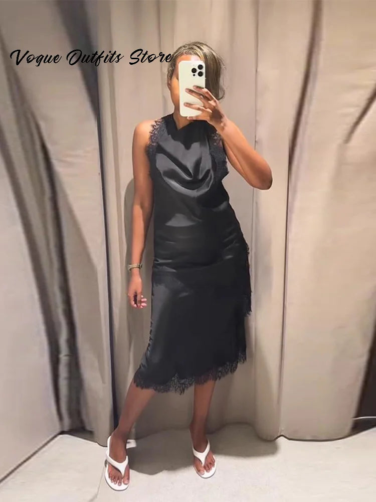 Elegant Lace Patchwork Vest Skirt Set