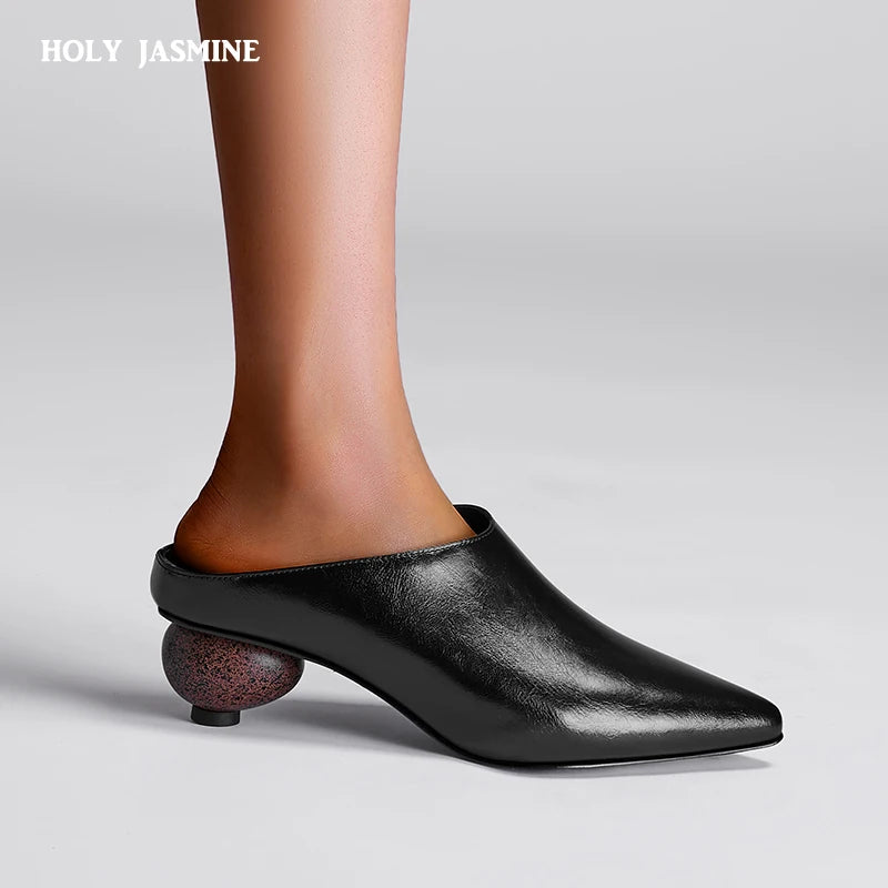 Horse Leather Muller Slippers